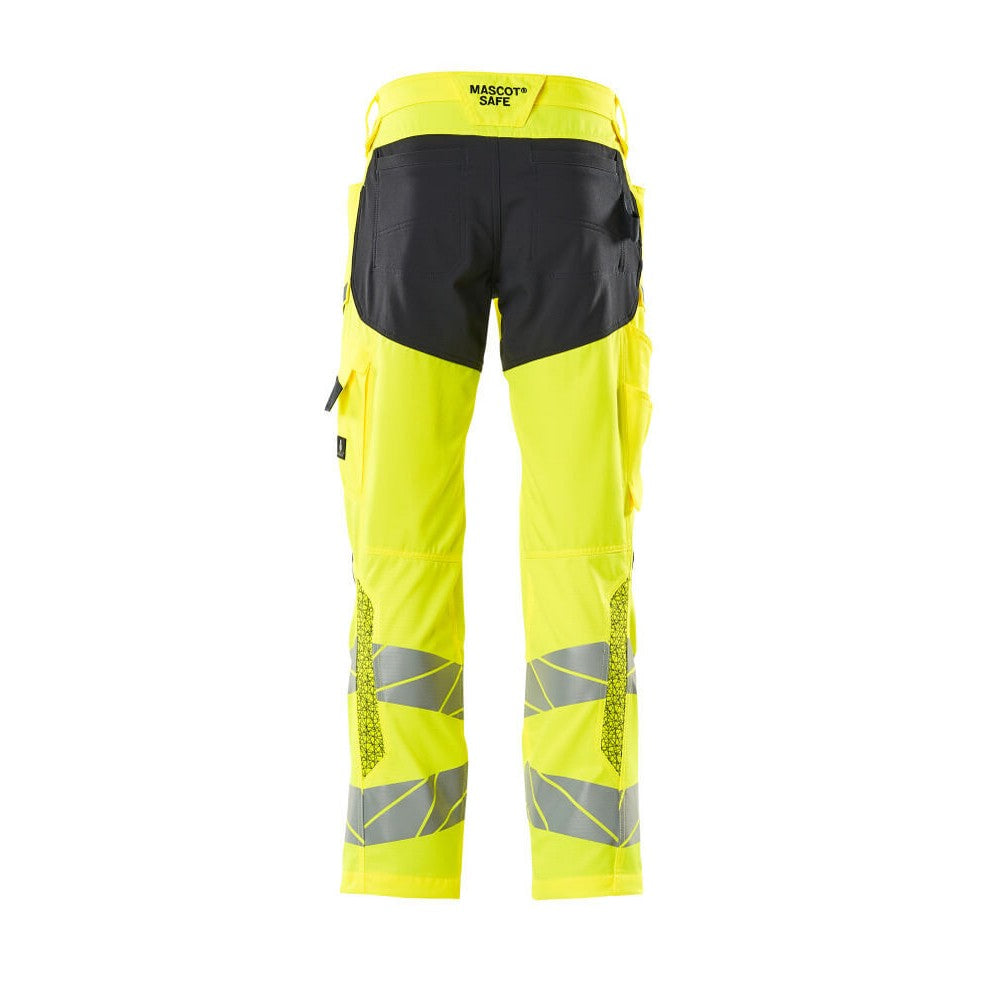 Hi Vis Yellow-Dark Navy - Back - Mascot Mens Accelerate Safe Hi-Vis Trousers