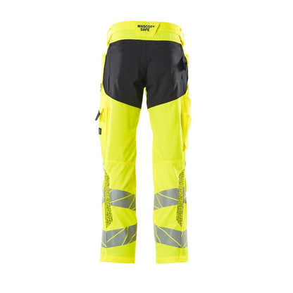 Hi Vis Yellow-Dark Navy - Back - Mascot Mens Accelerate Safe Hi-Vis Trousers