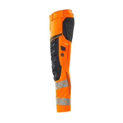 Hi Vis Orange-Dark Navy - Lifestyle - Mascot Mens Accelerate Safe Hi-Vis Trousers