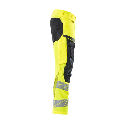 Hi Vis Yellow-Dark Navy - Side - Mascot Mens Accelerate Safe Hi-Vis Trousers