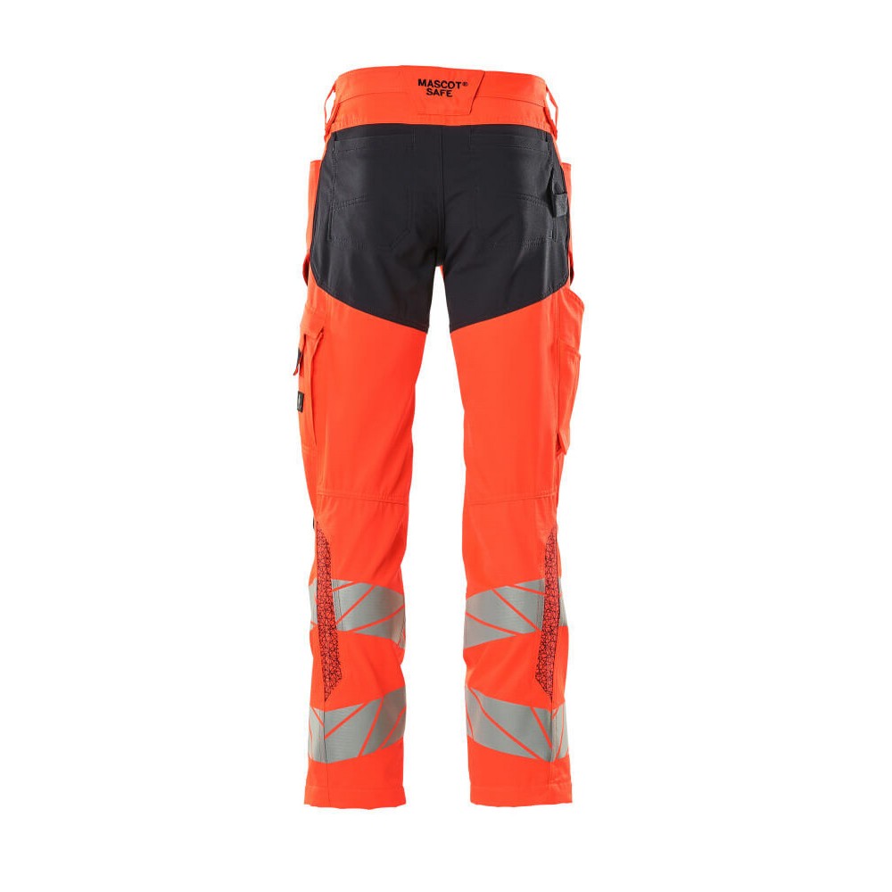Hi Vis Red-Dark Navy - Back - Mascot Mens Accelerate Safe Hi-Vis Trousers