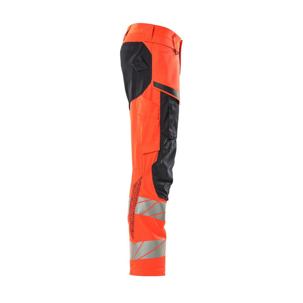 Hi Vis Red-Dark Navy - Side - Mascot Mens Accelerate Safe Hi-Vis Trousers