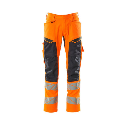 Hi Vis Orange-Dark Navy - Front - Mascot Mens Accelerate Safe Hi-Vis Trousers