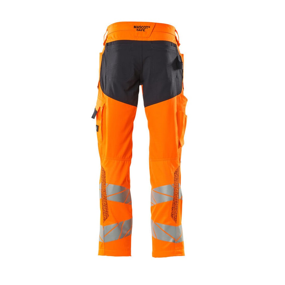 Hi Vis Orange-Dark Navy - Back - Mascot Mens Accelerate Safe Hi-Vis Trousers
