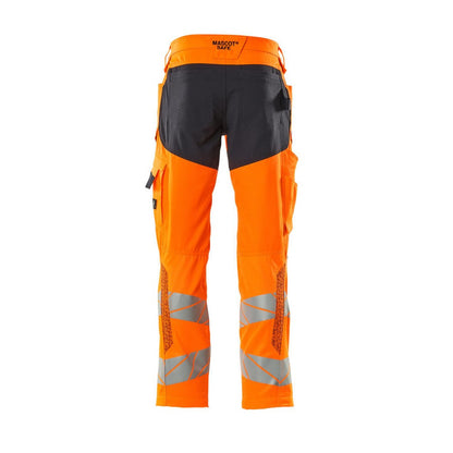 Hi Vis Orange-Dark Navy - Back - Mascot Mens Accelerate Safe Hi-Vis Trousers
