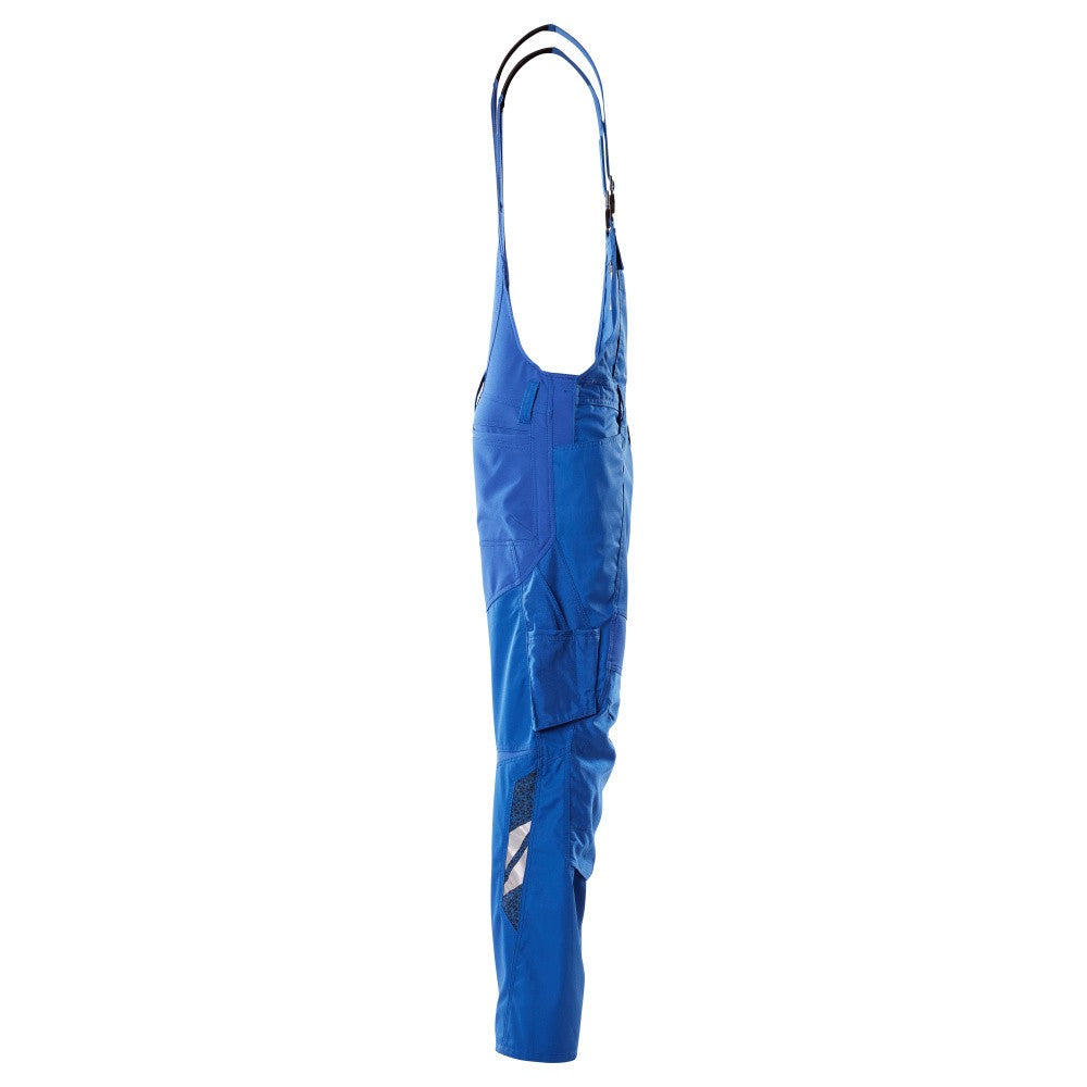 Azure Blue - Side - Mascot Mens Accelerate Stretch Knee Pad Pockets Bib And Brace Overall