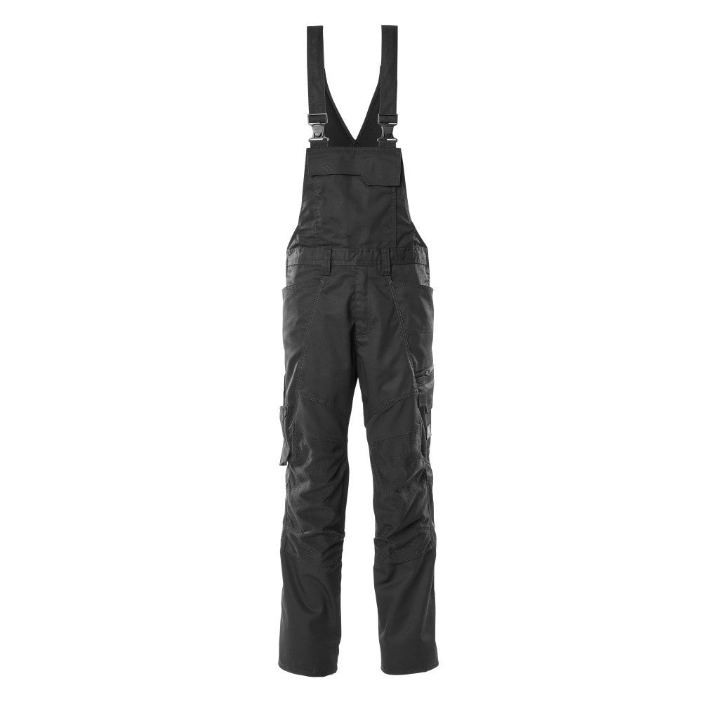 Black - Front - Mascot Mens Accelerate Stretch Knee Pad Pockets Bib And Brace Overall