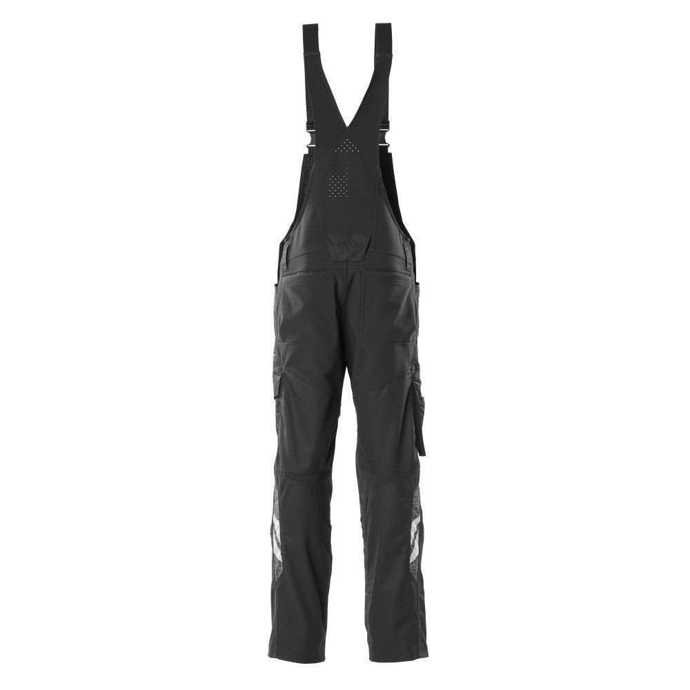 Black - Back - Mascot Mens Accelerate Stretch Knee Pad Pockets Bib And Brace Overall
