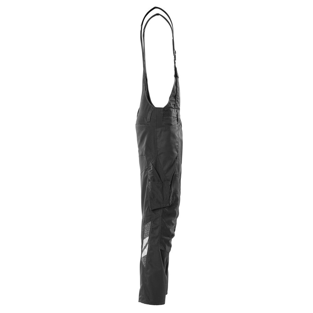 Black - Side - Mascot Mens Accelerate Stretch Knee Pad Pockets Bib And Brace Overall