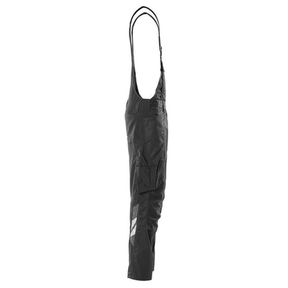 Black - Side - Mascot Mens Accelerate Stretch Knee Pad Pockets Bib And Brace Overall