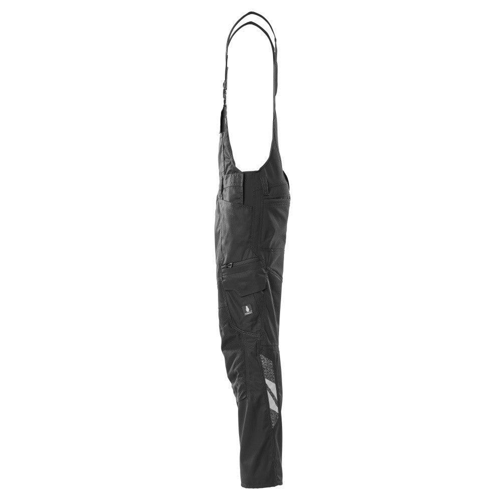 Black - Lifestyle - Mascot Mens Accelerate Stretch Knee Pad Pockets Bib And Brace Overall