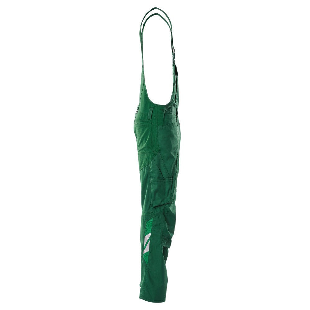Green - Side - Mascot Mens Accelerate Stretch Knee Pad Pockets Bib And Brace Overall