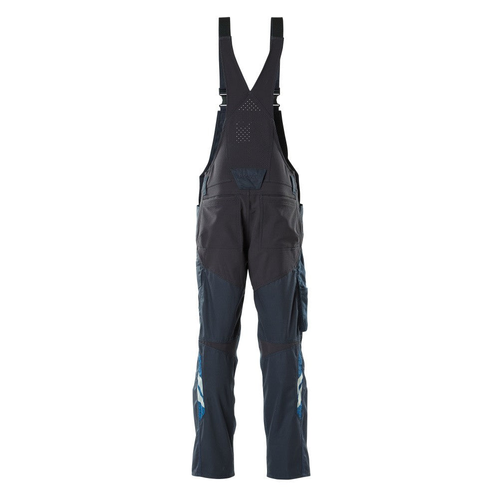 Dark Navy - Back - Mascot Mens Accelerate Stretch Knee Pad Pockets Bib And Brace Overall