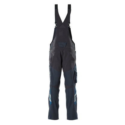 Dark Navy - Back - Mascot Mens Accelerate Stretch Knee Pad Pockets Bib And Brace Overall