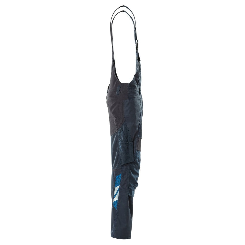 Dark Navy - Side - Mascot Mens Accelerate Stretch Knee Pad Pockets Bib And Brace Overall