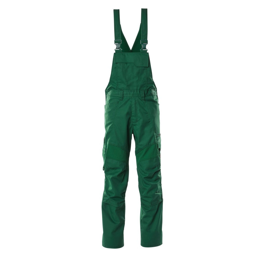 Green - Front - Mascot Mens Accelerate Stretch Knee Pad Pockets Bib And Brace Overall