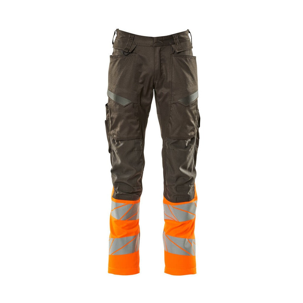 Dark Anthracite-Hi Vis Orange - Front - Mascot Mens Accelerate Safe Hi-Vis Knee Pad Pockets Work Trousers