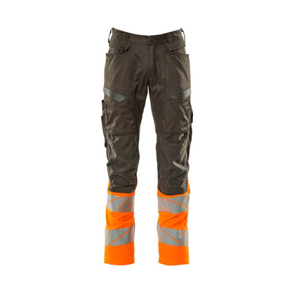 Dark Anthracite-Hi Vis Orange - Front - Mascot Mens Accelerate Safe Hi-Vis Knee Pad Pockets Work Trousers