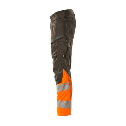 Dark Anthracite-Hi Vis Orange - Lifestyle - Mascot Mens Accelerate Safe Hi-Vis Knee Pad Pockets Work Trousers