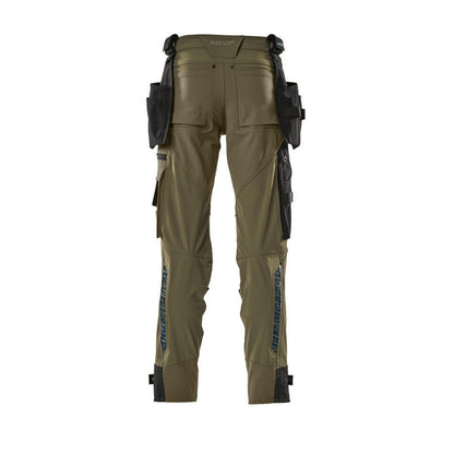 Moss Green - Back - Mascot Mens Advanced Holster Pocket Work Trousers