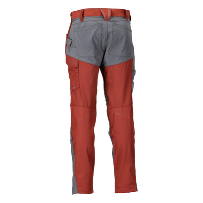 Autumn Red-Stone Grey - Back - Mascot Mens Customised Colour Block Knee Pad Pockets Work Trousers