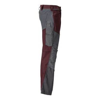 Bordeaux-Folkstone Grey - Side - Mascot Mens Customised Colour Block Knee Pad Pockets Work Trousers