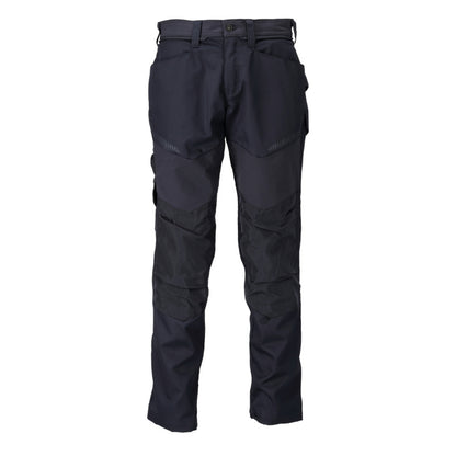 Dark Navy - Front - Mascot Mens Customised Colour Block Knee Pad Pockets Work Trousers