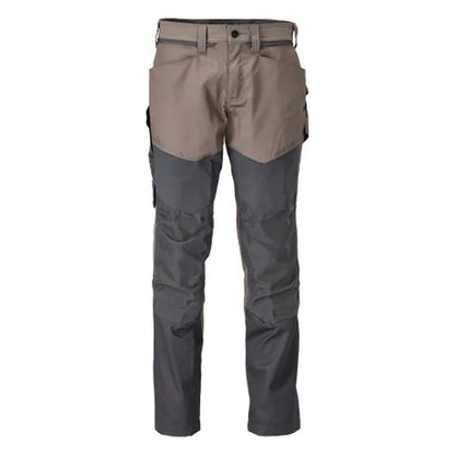 Dark Sand-Stone Grey - Front - Mascot Mens Customised Colour Block Knee Pad Pockets Work Trousers