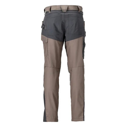 Dark Sand-Stone Grey - Back - Mascot Mens Customised Colour Block Knee Pad Pockets Work Trousers