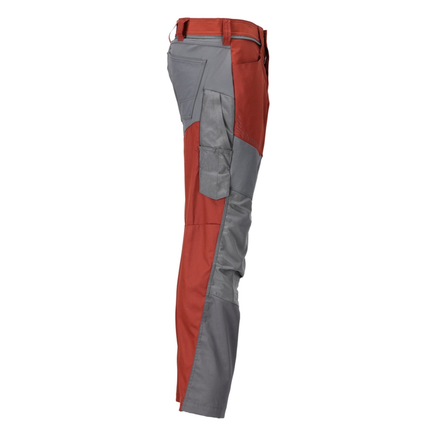 Autumn Red-Stone Grey - Side - Mascot Mens Customised Colour Block Knee Pad Pockets Work Trousers
