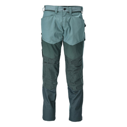 Light Forest Green-Forest Green - Front - Mascot Mens Customised Colour Block Knee Pad Pockets Work Trousers