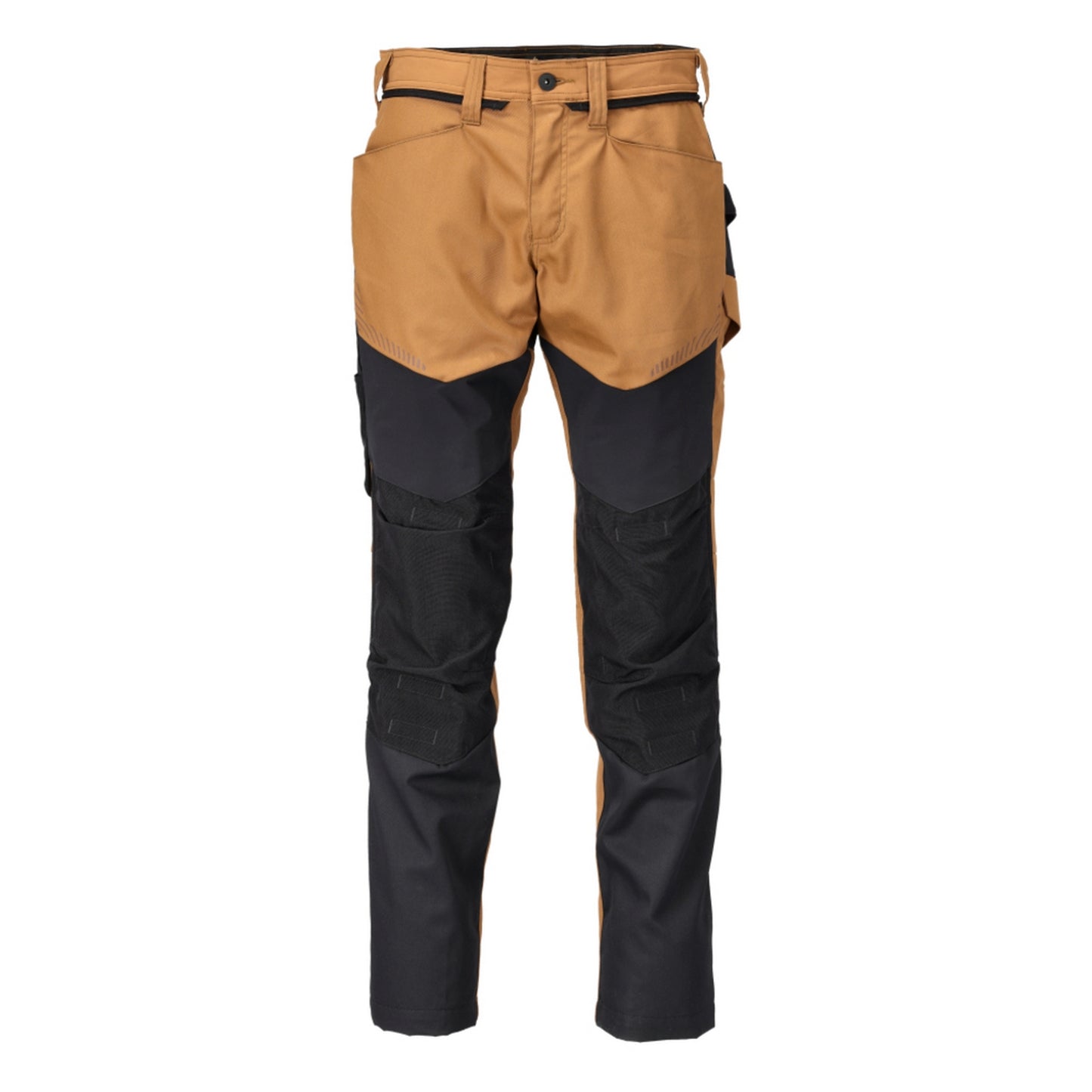 Nut Brown-Black - Front - Mascot Mens Customised Colour Block Knee Pad Pockets Work Trousers