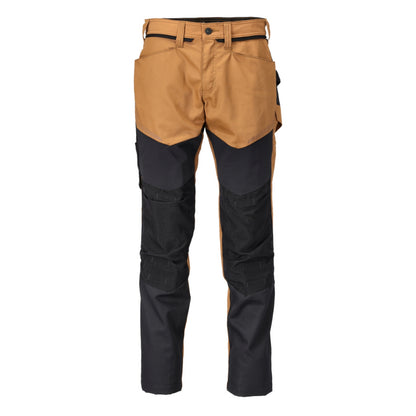 Nut Brown-Black - Front - Mascot Mens Customised Colour Block Knee Pad Pockets Work Trousers