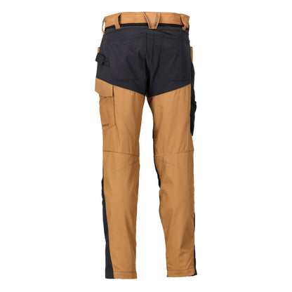 Nut Brown-Black - Back - Mascot Mens Customised Colour Block Knee Pad Pockets Work Trousers