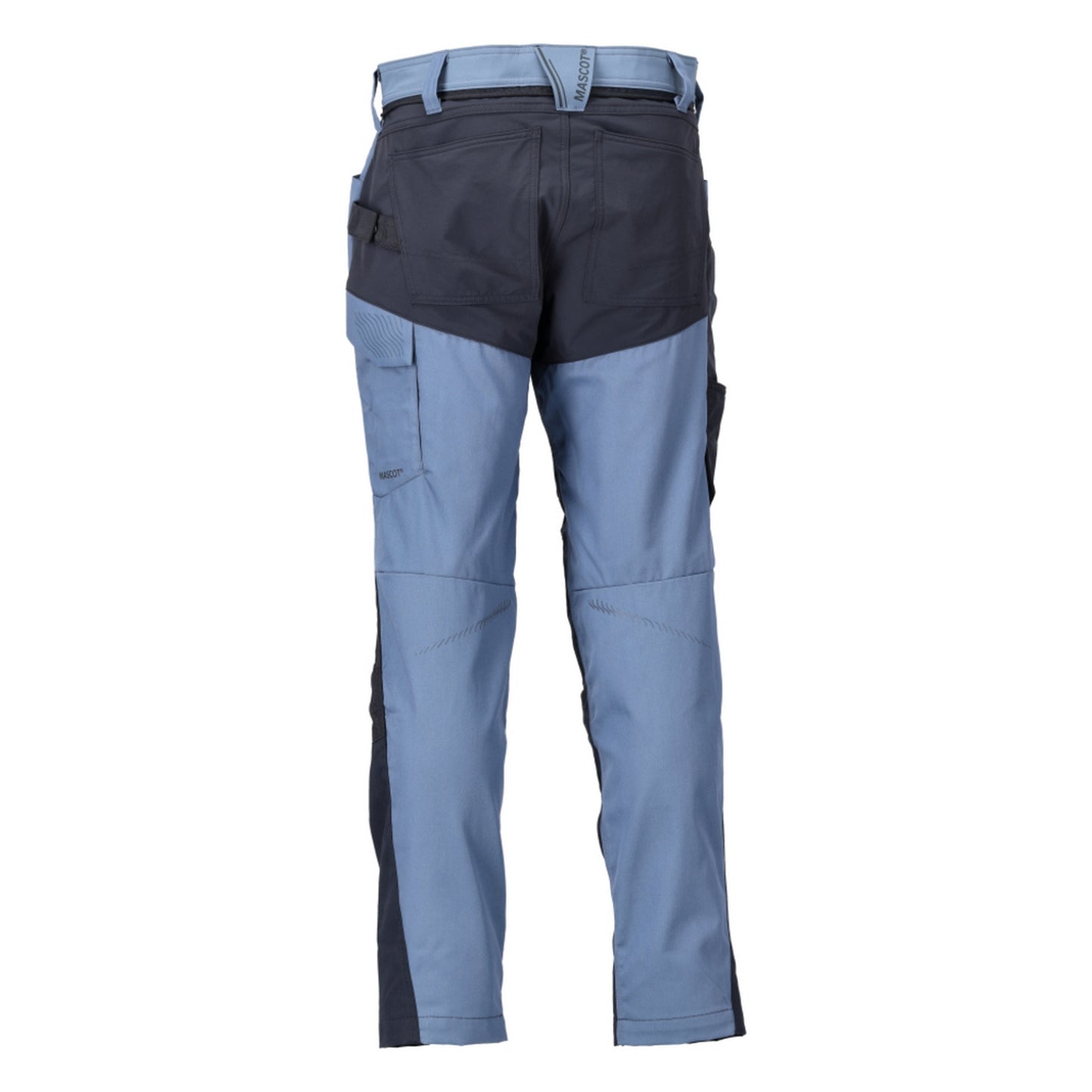 Stone Blue-Dark Navy - Back - Mascot Mens Customised Colour Block Knee Pad Pockets Work Trousers