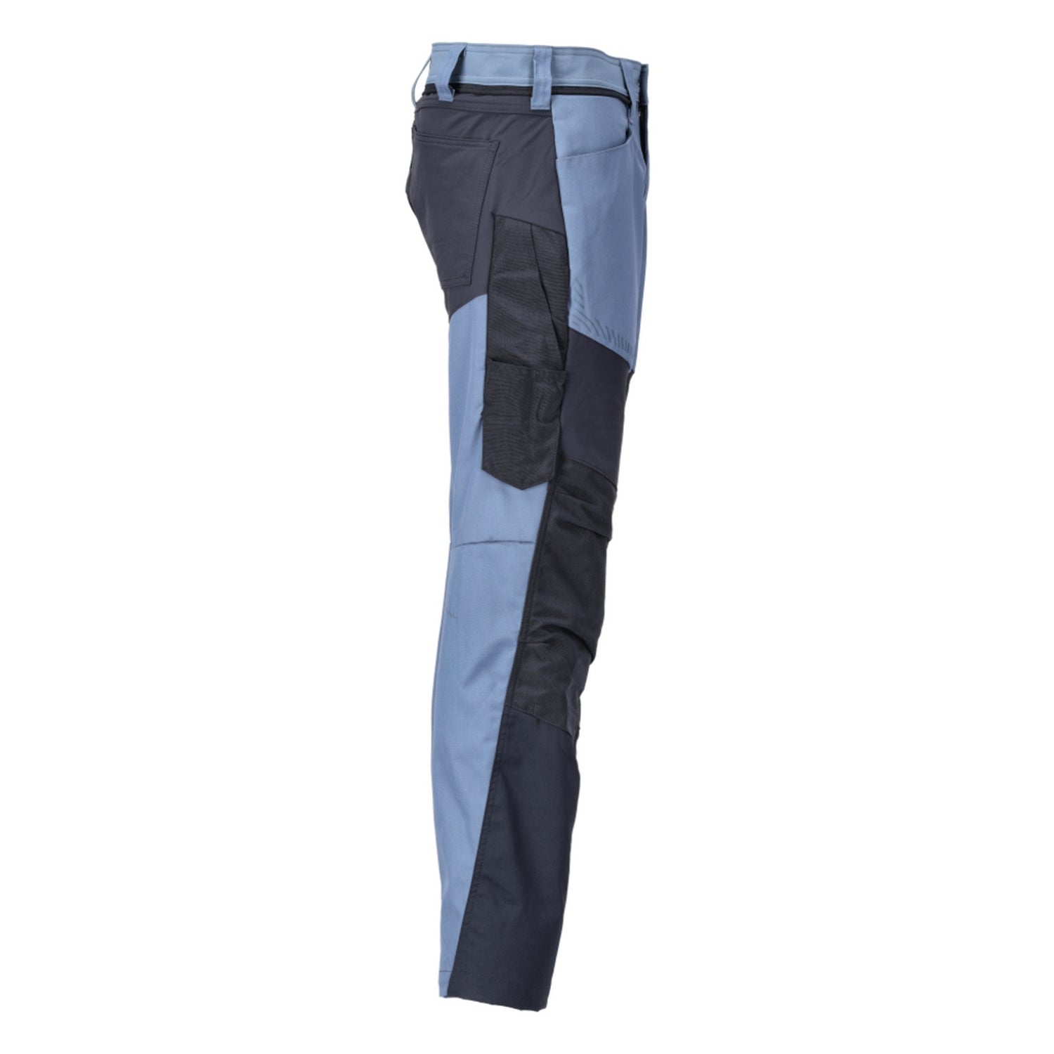 Stone Blue-Dark Navy - Side - Mascot Mens Customised Colour Block Knee Pad Pockets Work Trousers