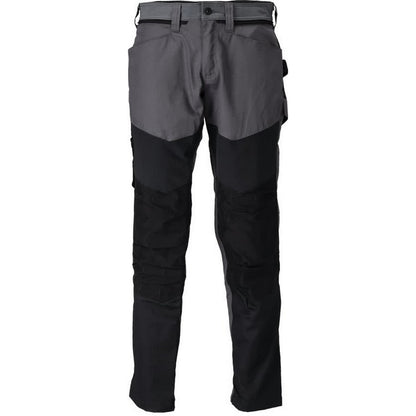 Stone Grey-Black - Front - Mascot Mens Customised Colour Block Knee Pad Pockets Work Trousers