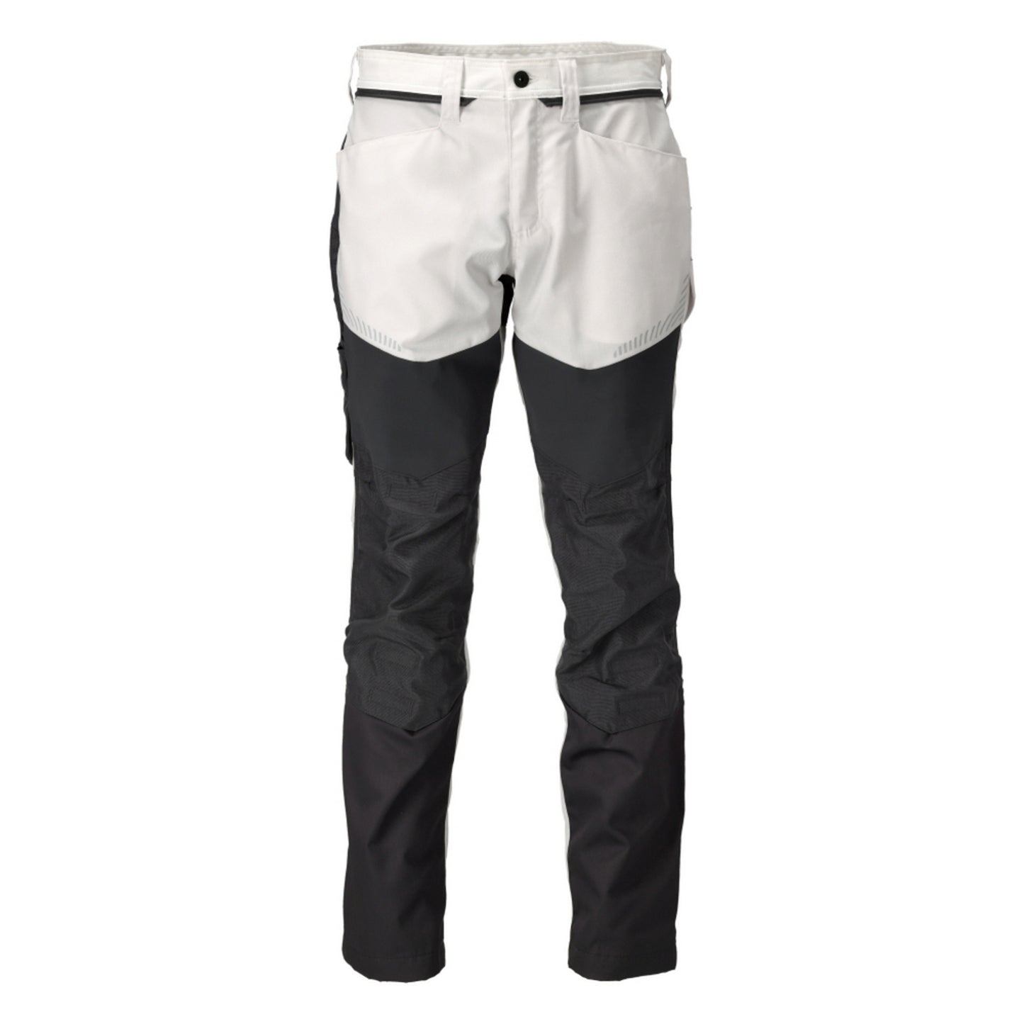 White-Stone Grey - Front - Mascot Mens Customised Colour Block Knee Pad Pockets Work Trousers
