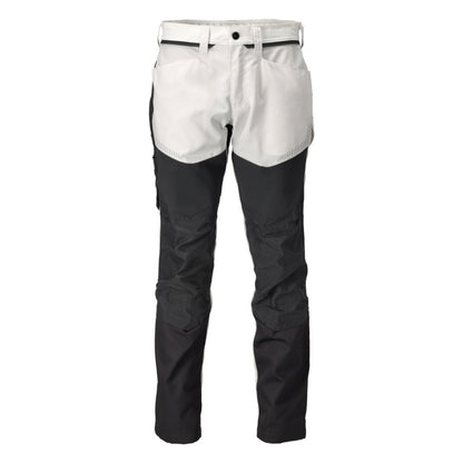 White-Stone Grey - Front - Mascot Mens Customised Colour Block Knee Pad Pockets Work Trousers