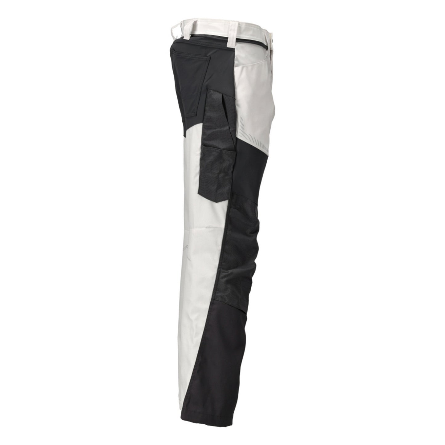 White-Stone Grey - Side - Mascot Mens Customised Colour Block Knee Pad Pockets Work Trousers