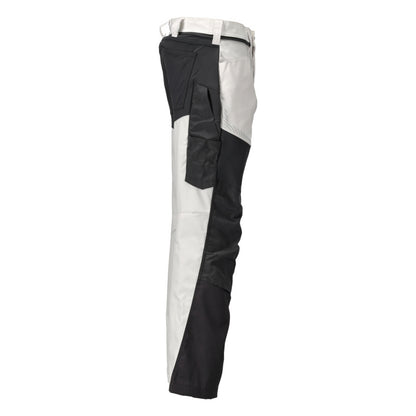 White-Stone Grey - Side - Mascot Mens Customised Colour Block Knee Pad Pockets Work Trousers