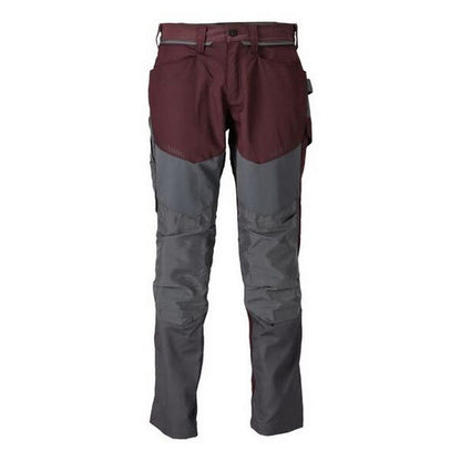Bordeaux-Folkstone Grey - Front - Mascot Mens Customised Colour Block Knee Pad Pockets Work Trousers