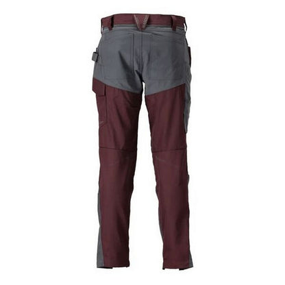 Bordeaux-Folkstone Grey - Back - Mascot Mens Customised Colour Block Knee Pad Pockets Work Trousers