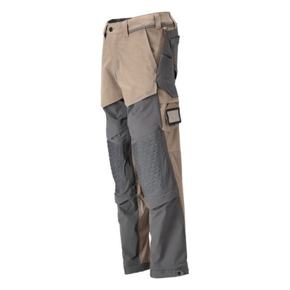 Dark Sand-Stone Grey - Side - Mascot Mens Customised Knee Pad Pockets Long Work Trousers