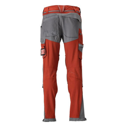 Autumn Red-Stone Grey - Back - Mascot Mens Customised Knee Pad Pockets Long Work Trousers