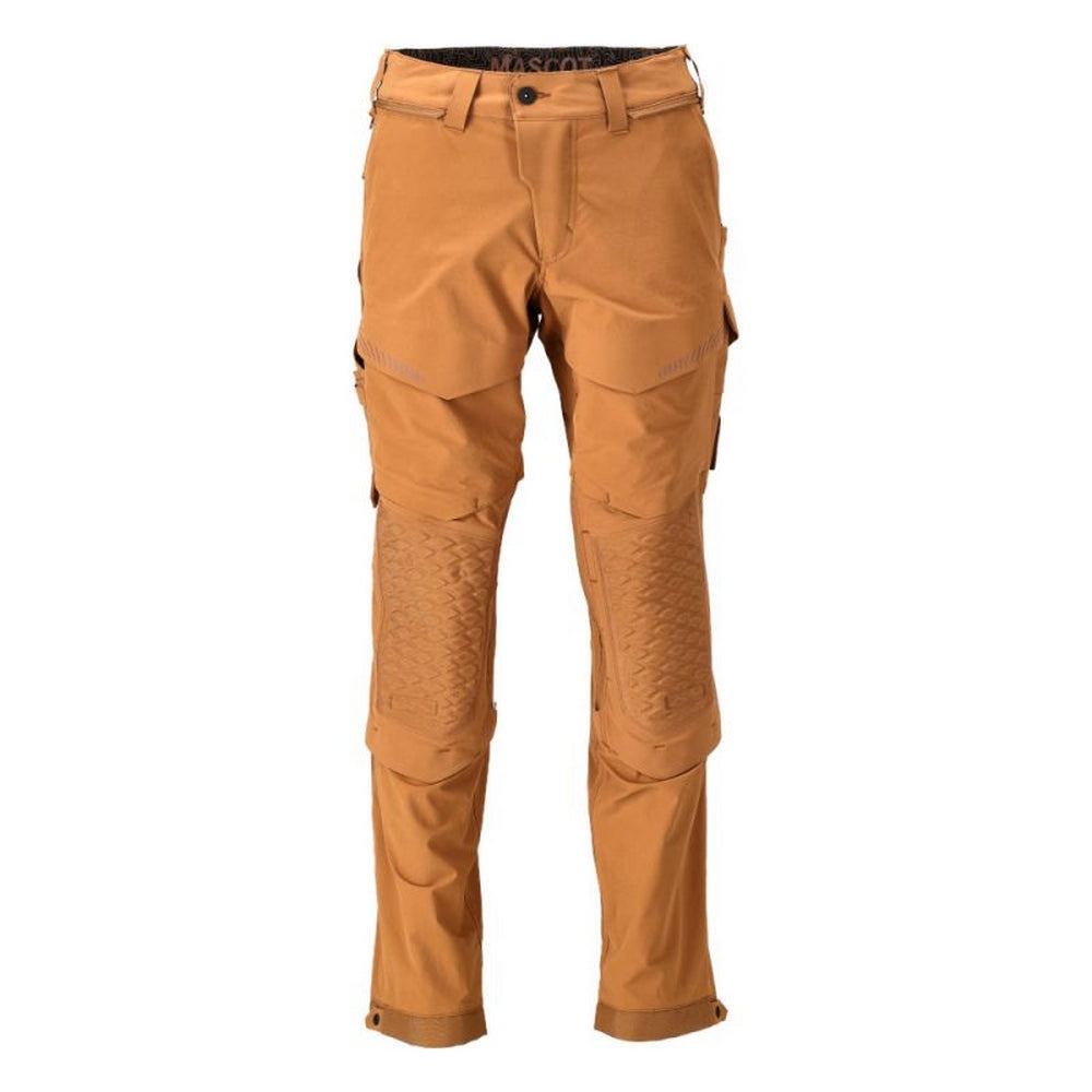 Nut Brown - Front - Mascot Mens Customised Knee Pad Pockets Long Work Trousers