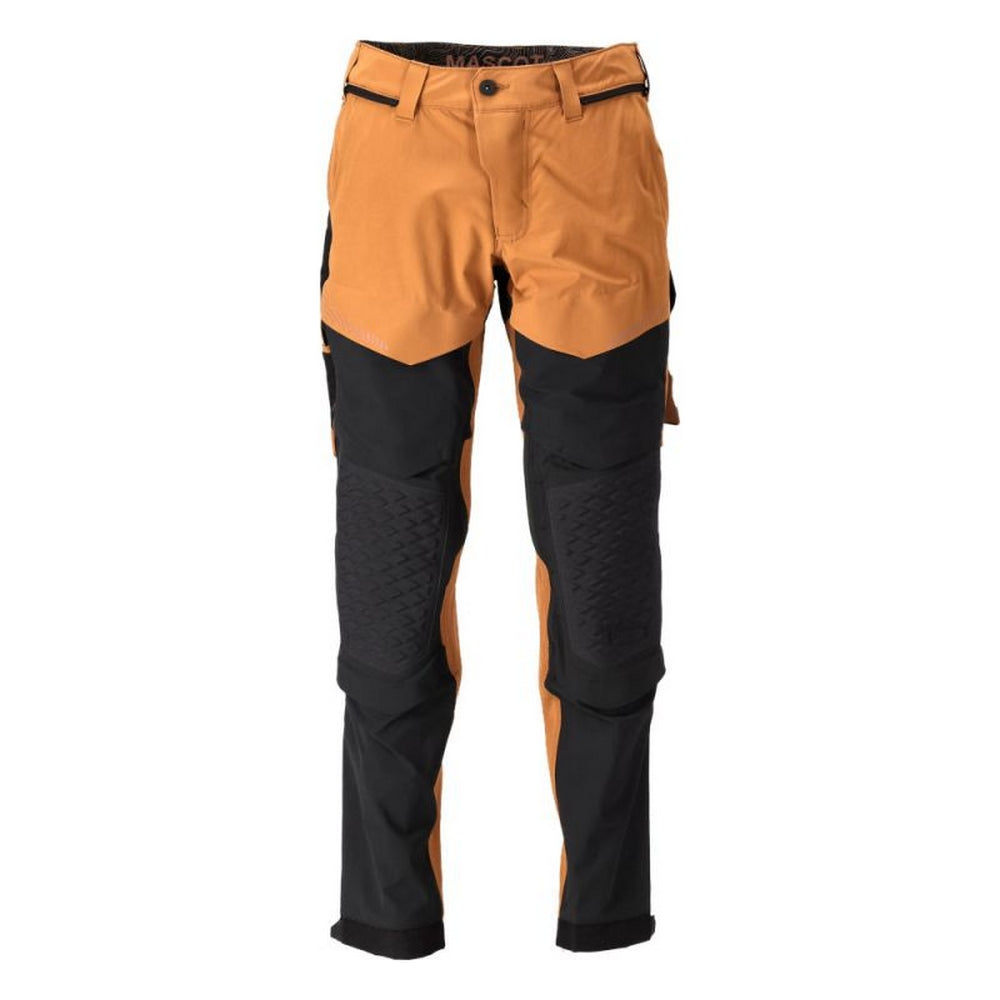 Nut Brown-Black - Front - Mascot Mens Customised Knee Pad Pockets Long Work Trousers