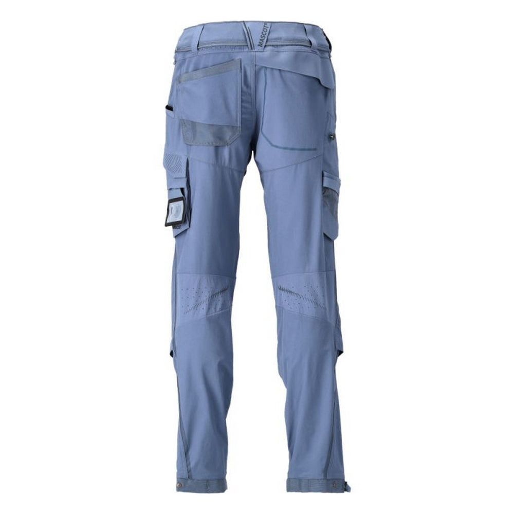 Stone Blue - Back - Mascot Mens Customised Knee Pad Pockets Long Work Trousers