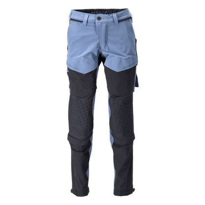 Stone Blue-Dark Navy - Front - Mascot Mens Customised Knee Pad Pockets Long Work Trousers