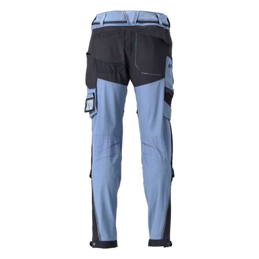 Stone Blue-Dark Navy - Back - Mascot Mens Customised Knee Pad Pockets Long Work Trousers